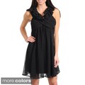 Stanzino Women's Ruffled X-neckline Mini Dress