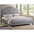 Marsha Scalloped Gray Linen Headboard Full-size Modern Bed