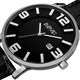 August Steiner Men's Slim Swiss Quartz Date Black Genuine Leather Strap Watch