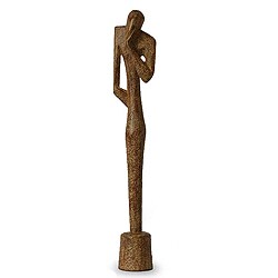 Sese Wood 'Introspection' Sculpture , Handmade in Ghana
