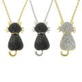 Gem Jolie 18k Gold or Silver Overlay Pave Cubic Zirconia Cat Necklace