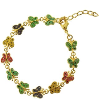 Molly and Emma 18k Gold Overlay Children's Enamel Butterfly Bracelet