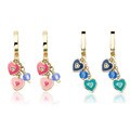 Little Miss Twin Stars 14k Gold Overlay Crystal and Enamel Earrings