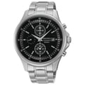 SEIKO Men's Chronograph Black Dial Stainless Steel Watch