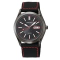 SEIKO Men's Solar Black Dial Red Accent Nylon Strap Watch