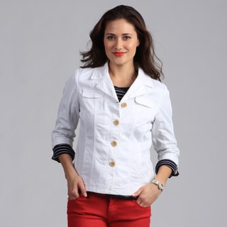 Live A Little Women's White 3/4 Sleeve Lightweight Jacket