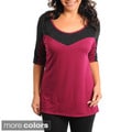 Stanzino Women's Plus Size Shimmer Neckline Two-tone Top
