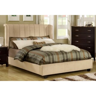 Luxi Beige Velvet Platform Queen Bed