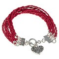 Braided Red Toggle Bracelet With Heart Charm (Guatemala)