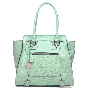 London Fog 'Knightsbridge' Teal Croc-embossed Tote 
