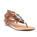 Refresh by Beston Women's 'Jetta-03' Tan Jeweled Gladiator Sandals