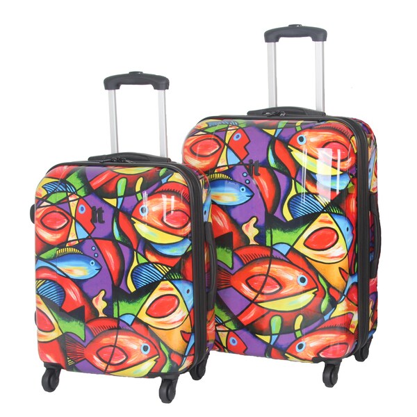 International Traveller 'Painted Fish' 2piece Fashion Hardside Spinner