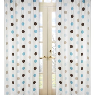 Blue and Brown Mod Dots 84-inch Curtain Panel Pair