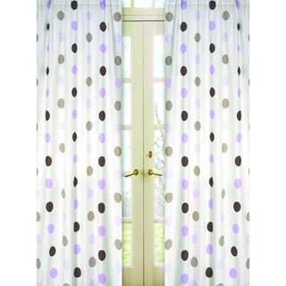 Purple and Brown Mod Dots 84-inch Curtain Panel Pair