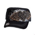 Olive Juice Women's Rhinestone Military Cap