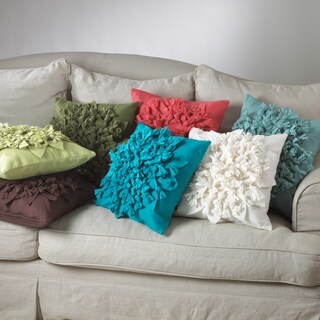 Coral Color Flower Design 17-inch Felt Throw Pillow