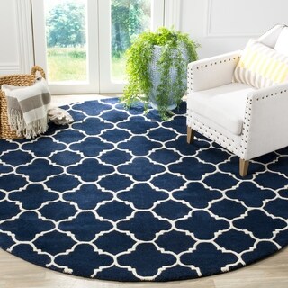 Handmade Moroccan Dark Blue Wool Rug (7' Round)