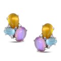 Miadora 10k Gold Citrine, Amethyst, Blue Topaz and Diamond Earrings