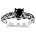 Miadora 14k White Gold 1 1/4ct TDW Black Diamond Ring