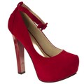 Riverberry Women's 'Cheetah' Red Ankle-strap Platform Pumps