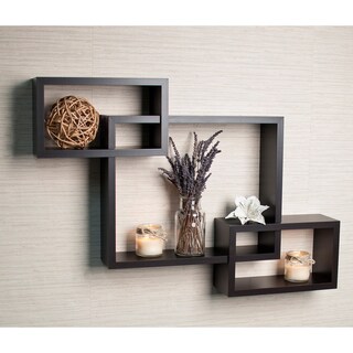 Laminate Intersecting Espresso Wall Shelf