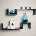 Laminated Espresso 'S' Wall Mount Shelves (Set of 2)