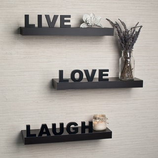 (>_<)  Laminate 'Live, Love, Laugh' Inspirational Wall Shelves (Set of 3)