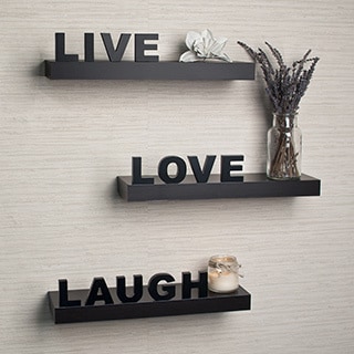 Laminate 'Live, Love, Laugh' Inspirational Wall Shelves (Set of 3)