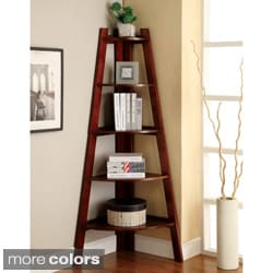 Low Price Furniture of America Kiki 5-tier Corner Ladder Display Bookcase