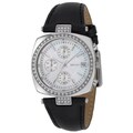 DKNY Women's Black Leather Mother of Pearl Dial Quartz Watch