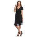 R & M Richards Women's Black Plunging V-neck with Crystal Applique Dress