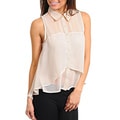 Stanzino Women's Cream Sleeveless Sheer Collared Top
