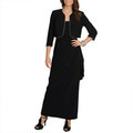R & M Richards Women's Black Rhinestone Trimmed Jacket and Dress Set