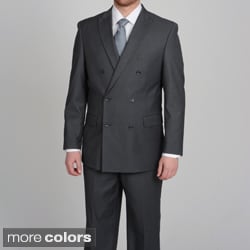 Caravelli Men's Slim Fit Double Breasted Tonal Stripe Suit-Image