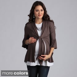 24/7 Comfort Apparel Maternity Tie-Front Flutter Sleeve Jacket