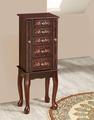 Tobacco Finish Floral Design Jewelry Armoire Chest