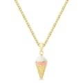 Molly and Emma 18k Gold Overlay Children's Enamel Ice Cream Cone Necklace