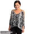 Stanzino Women's Plus Size Geometric Print Cut-out Sleeve Top