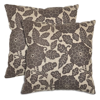 Villa Flower and Leaf Linen Throw Pillows (Set of 2)