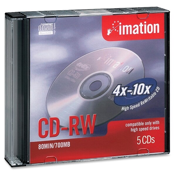 Imation CD Rewritable Media - CD-RW - 12x - 700 MB - 5 Pack Jewel Cas