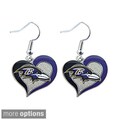 NFL Team Logo Silvertone Heart-shaped Earrings