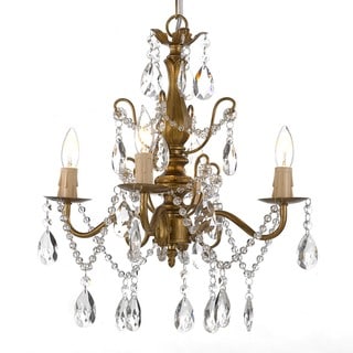 Gallery 4-light Wrought Iron and Crystal Gold Finish Chandelier