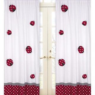 Red and White Polka Dot Ladybug 84-inch Curtain Panel Pair