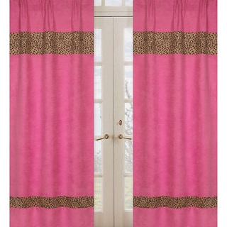 Cheetah Girl Pink and Brown 84-inch Curtain Panel Pair
