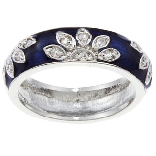 Kate Bissett Silvertone Cubic Zirconia and Blue Enamel Flower Band