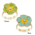 Kate Bissett 14k Gold Overlay CZ and Pastel Flower Small Cocktail Ring