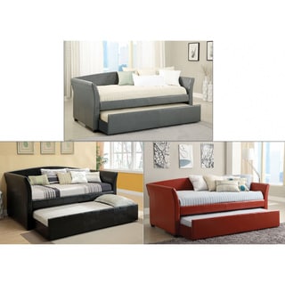 Best Shopping Furniture of America Buckies Contemporary Leatherette Day Bed with Rolling with Trundle