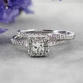 14k Gold 1ct TDW Princess Diamond Halo Bridal Ring Set (H-I, SI1-SI2)