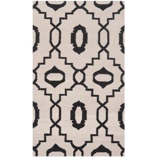 Hand-woven Moroccan Dhurrie Ivory Wool Rug (3' x 5')