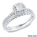 14k Gold 1ct TDW Cushion Diamond Halo Bridal Ring Set (H-I, SI1-SI2)